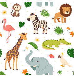 Jungle Animals Pattern Funny Cartoon Seamless