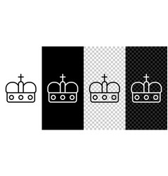 Set Line Crown Of Spain Icon Isolated On Black