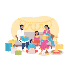 Exchange Gifts Tradition On Diwali 2d Isolated