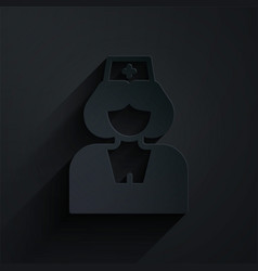 Paper Cut Nurse Icon Isolated On Black Background