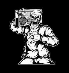 Rapper Skull Holding A Boombox