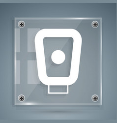 White Boxing Training Paws Icon Isolated On Grey