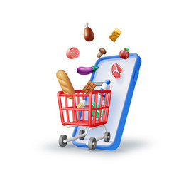 3d Smartphone With Shopping Grocery Cart