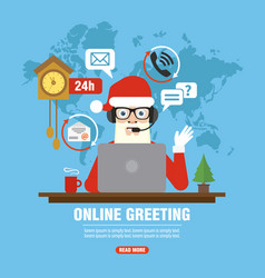 Online Greeting Christmas Concept Design Flat