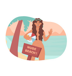 Woman At Nude Beach Concept