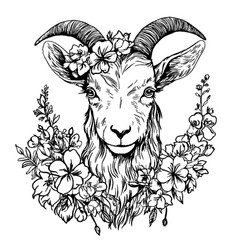 Cartoon Baby Goat In Floral Crown