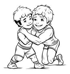 Sketch Of A Boy Hugging His Brother