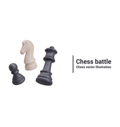 Chess Battle Concept Set Of Realistic Black And