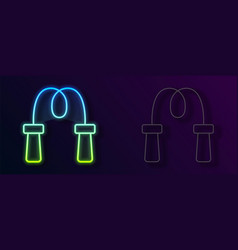 Glowing Neon Line Jump Rope Icon Isolated On Black