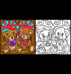 Two Little Bear In Love Coloring Page