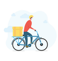 Delivery Man In Face Mask On Bicycle