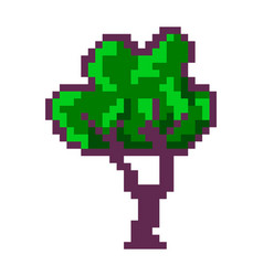 Pixelated Tree With Foliage And Branches 8 Bit