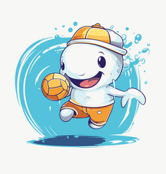 A Cute Cartoon Snowman Playing Volleyball