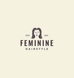 Feminine Hair Long Style Hipster Logo Design