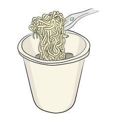 Instant Noodle In Bowl With Plastic Fork