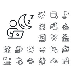 Night Shift Line Icon Online Insomnia Sign Plane