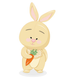 Cartoon Happy Chubby Beige Bunny With Carrot