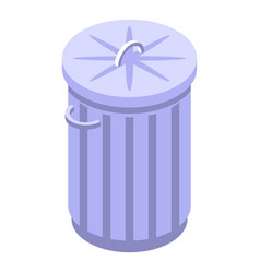 Metal Trash Can Icon Isometric Style