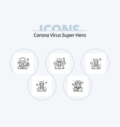 Corona Virus Super Hero Line Icon Pack 5