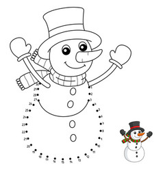 Dot To Snowman Christmas Coloring Page