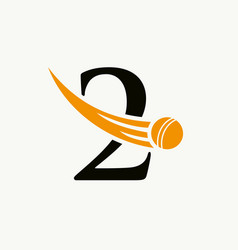 Letter 2 Cricket Logo Concept With Ball Icon For