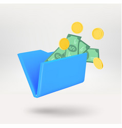 Blue Folder With Paper Sheets With Money 3d Icon