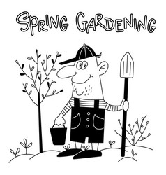 Funny Gardener With Shovel And Bucket