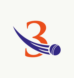 Letter 3 Cricket Logo Concept With Ball Icon For