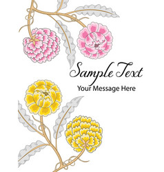 Yellow Pink Peonies On White Card Background