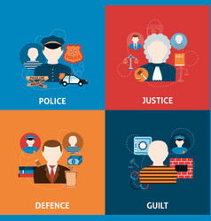 Crime And Punishments Flat Icons Composition