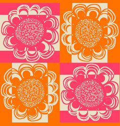 Happy Screen Printing Flowers - Orange Pink Beige