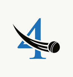 Letter 4 Cricket Logo Concept With Ball Icon For