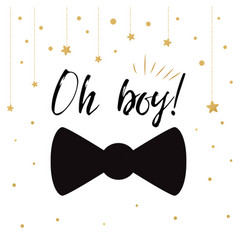 Oh Boy Cute Baby Shower With Gold Stars Bow Tie