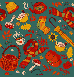 Seamless Pattern With Autumn Items