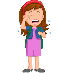 Cute Schoolgirl Crying Cartoon