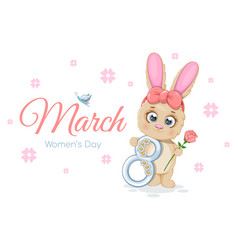 Cute Spring Card With Cartoon Bunny