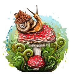 Snail On A Mushroom Wall Sticker