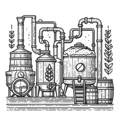 Beer Brewing Process Factory Sketch