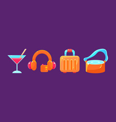 Summer Vacation Flat Bright Icon And Object