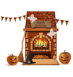 Burning Fireplace For Halloween Icon Design