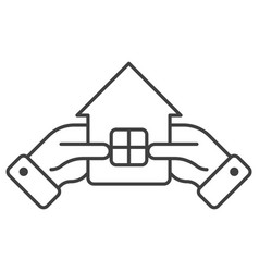 Icon Hands Holding A Small House Simple Linear