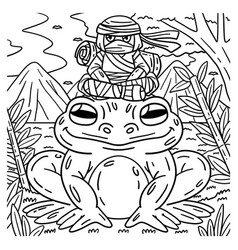 Ninja On Huge Frog Coloring Page For Kids