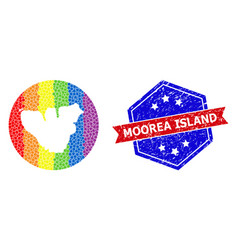 Spectrum Dotted Map Moorea Island Collage