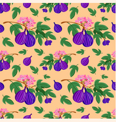 Tropical Seamless Pattern With Figs Fruits