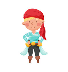 Cute Boy In Pirate Costume With Tied Bandana