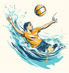 Volleyball Player With Ball In The Water