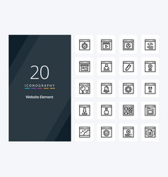 20 Website Element Outline Icon For Presentation