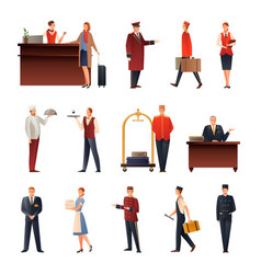 Hotel Staff Flat Icons Set