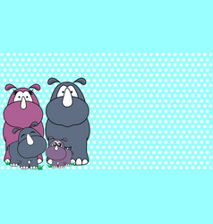 Rhino Family Cartoon Background Card In Format