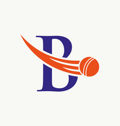 Letter B Cricket Logo Concept With Ball Icon For